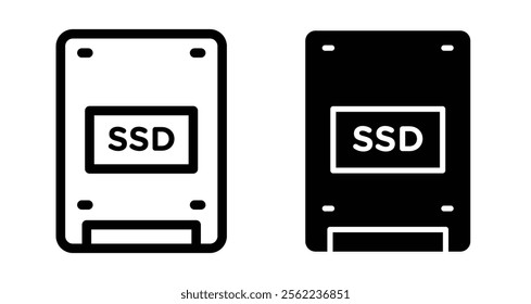 SSD drive Icons pack in outlined and flat versions