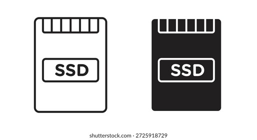 Iconos de unidad SSD. Icono lineal de Vector aislado sobre fondo blanco.