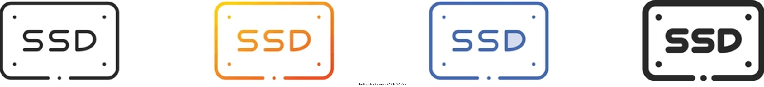 ssd drive icon.Thin Linear, Gradient, Blue Stroke and bold Style Design Isolated On White Background