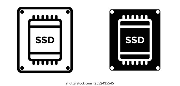 SSD drive liner icon vector set.