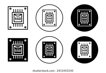 SSD drive vector icon set collection. SSD drive Outline flat Icon.
