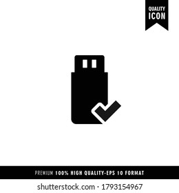 SSD or Flash Disk black color of flat simple icon. Web apps security Kit illustration vector of mobile application. Modern style of design. Line single minimalistic sign