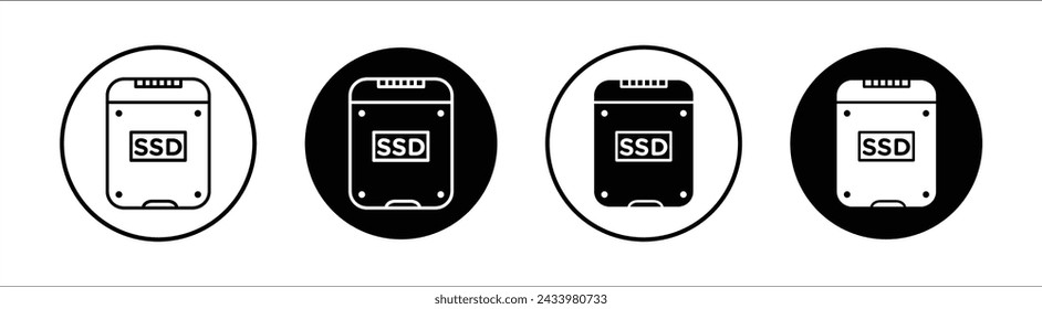 SSD Flat Line-Symbolsatz. SSD Dünne Linie Illustrationsvektor