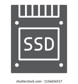 SSD glyph icon, electronic and device, solid state disk sign, vector graphics, a solid pattern on a white background, eps 10.