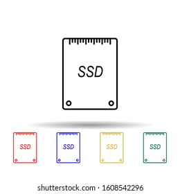 SSD hard drive multi color style icon. Simple thin line, outline vector of computer parts icons for ui and ux, website or mobile application