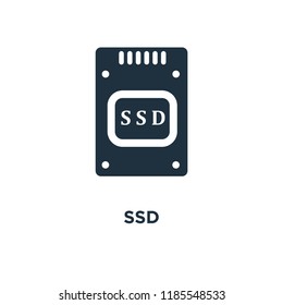 Ssd icon. Black filled vector illustration. Ssd symbol on white background. Can be used in web and mobile.