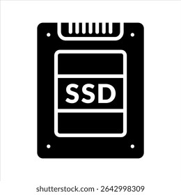 Ícone SSD. Estilo preenchido. Vetor.