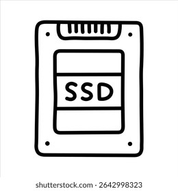 Icono de SSD. Estilo dibujado a mano.