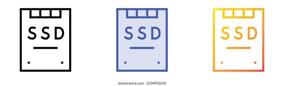 ssd icon. Linear, Blue Fill and Gradient Style Design Isolated On White Background