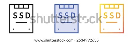 ssd icon. Linear, Blue Fill and Gradient Style Design Isolated On White Background