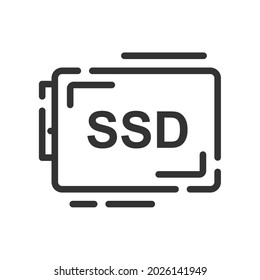SSD icon in simple one line style isolated on white background. Vector illustration