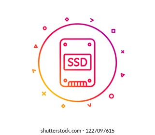 SSD icon. Solid-state drive sign. Storage disk symbol. Gradient pattern line button. SSD icon design. Geometric shapes. Vector