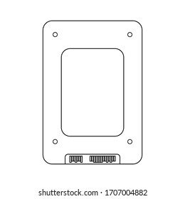 SSD line icon. Solid-state drive sign. Storage disk symbol. Vector isolated on background. 