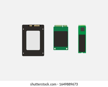 Ssd mSATA, M2, SSD icon. Vector illustration, flat design.