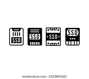 SSD storage disk card icon vector design simple black white flat modern illustration collections template isolated