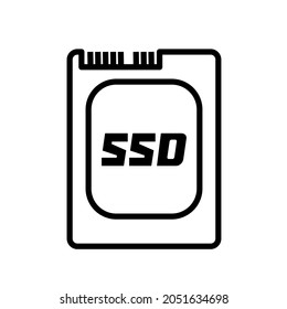Disco de almacenamiento SSD o símbolo de signo de unidad de estado sólido.