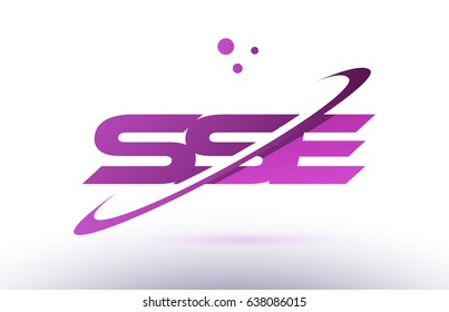 sse s s e  alphabet letter logo combination purple pink creative text dots company vector icon design template