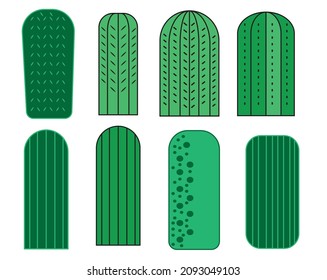 Sset of cactus trees with various shapes and lines in HD quality