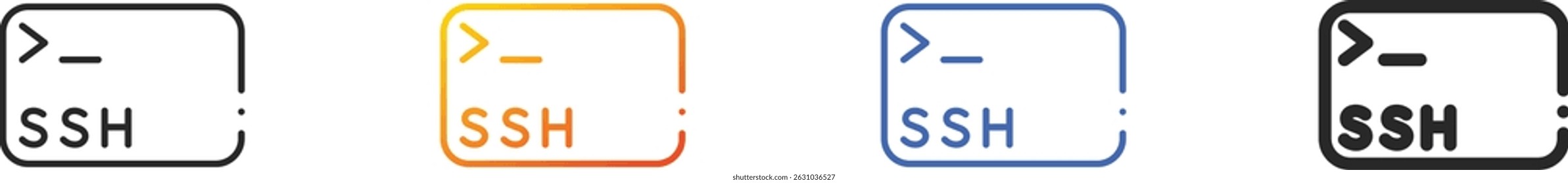 ssh icon.Thin Linear, Gradient, Blue Stroke and bold Style Design Isolated On White Background