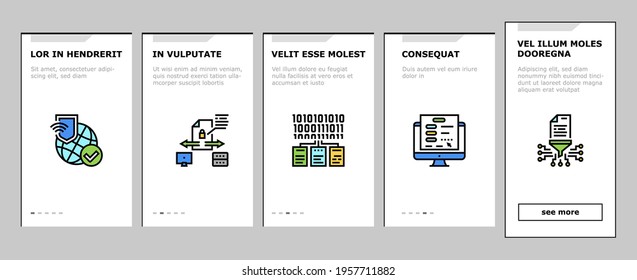 Ssh, Sftp File Transfer Protocol Onboarding Mobile App Page Screen Vector. Security And Protection Data Server And Information, Network Folder And Sftp File Collection Illustrations