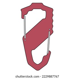 S-shape carabiner for rock mountain climber or extreme savety asset vector illustration