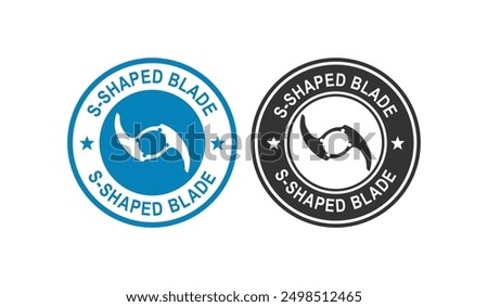 S-Shaped blade flat cutting knife logo badge. Suitable for technology and information sign