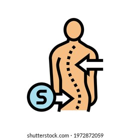 s-shaped scoliosis color icon vector. s-shaped scoliosis sign. isolated symbol illustration