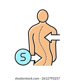 s-shaped scoliosis color icon vector. s-shaped scoliosis sign. isolated symbol illustration