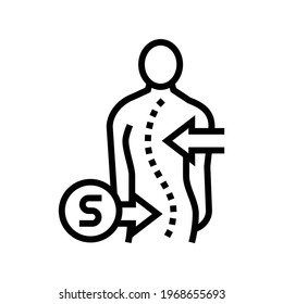 s-shaped scoliosis line icon vector. s-shaped scoliosis sign. isolated contour symbol black illustration