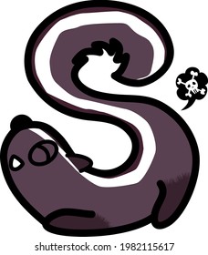 S-shaped skunk cute flatulence illustration material