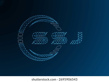 Diseño de Vector de logotipo de letra polivinílica baja SSJ. Diseño de logotipo de poliéster inferior SSJ. Logotipo de poliéster bajo.