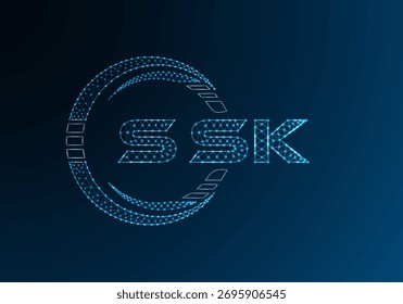 SSK baixo design de vetor de logotipo de letra poli. Design do logotipo poli inferior SSK. Logotipo poli baixo.