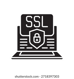 Icono de línea negra del certificado SSL. Elemento aislado de Vector. Trazo editable
