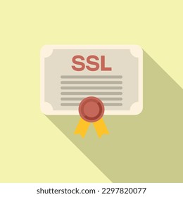 Vector plano de icono de certificado SSL. Datos Web. Seguridad del bloqueo