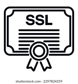 SSL certificate diploma icon outline vector. Web data. Padlock safety