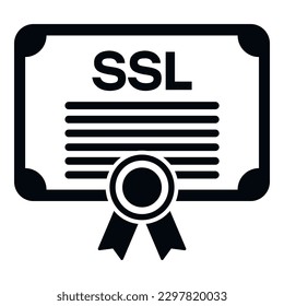 Icono de diploma de certificado SSL simple vector. Datos Web. Seguridad del bloqueo
