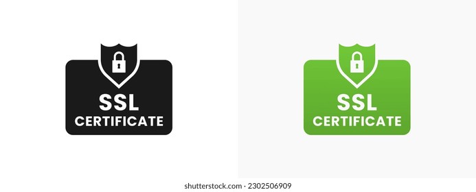 SSL certificate label or SSL certificate symbol vector isolated in flat style. Best SSL certificate label for product or service design element. Simple SSL certificate symbol for design element.
