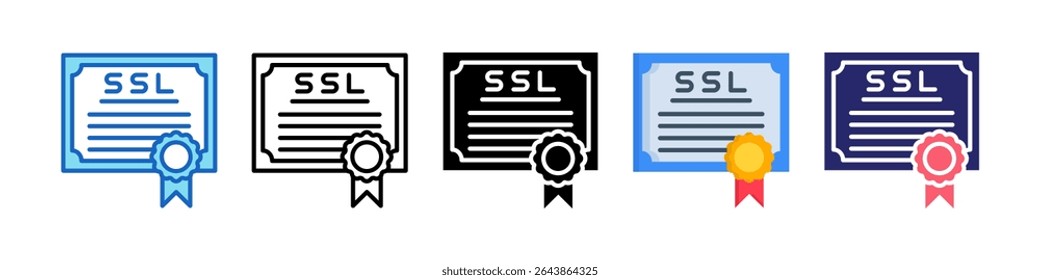 Conjunto De Ícones De Vários Estilos Do Certificado Ssl.