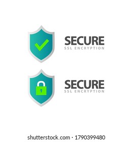 Ssl Certificate And Secure Encryption Shield Symbol Logo Design Isolated On White Background