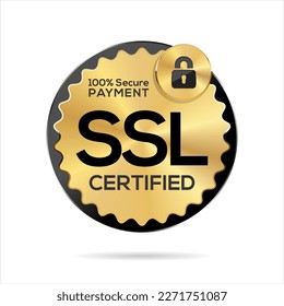 SSL Certified gold and black label vector illustration 