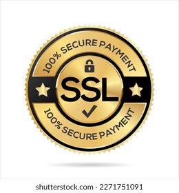 SSL Certified gold and black label vector illustration 