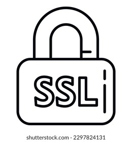 Ssl cipher icon outline vector. Lock code. Unlock protection