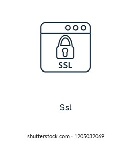 Ssl concept line icon. Linear Ssl concept outline symbol design. This simple element illustration can be used for web and mobile UI/UX.