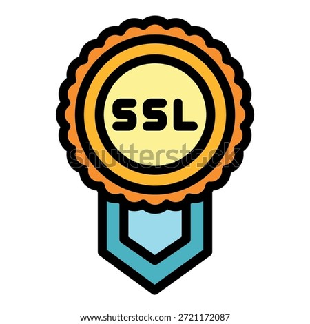 Ssl confirmation icon. Outline ssl confirmation vector icon color flat isolated