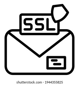 Ssl email icon. Outline ssl email vector icon for web design isolated on white background