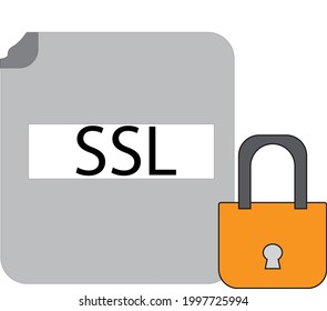 SSL encryption certificate of webpage  . Illustration, Icon, vector
