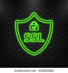 SSL encryption label. Secure banner. Vector illustration