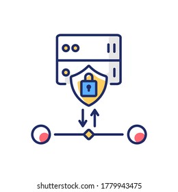 SSl encryption RGB color icon. Website safety, cybersecurity. Reverse proxy for user and host protection, internet security certificate. Isolated vector illustration