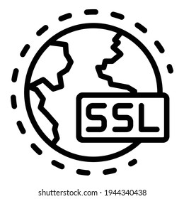 Ssl global system icon. Outline ssl global system vector icon for web design isolated on white background