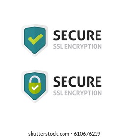 SSL Https Secure Encryption Certificate Vector Icon Shield, Protected Connection Label, Website Lock Symbol Isolated On White